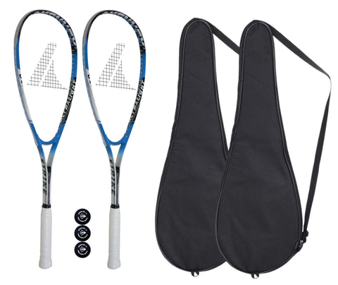 Pro Kennex Strike Squash Racket Set + 2 Full Covers + 3 Squash Ballen