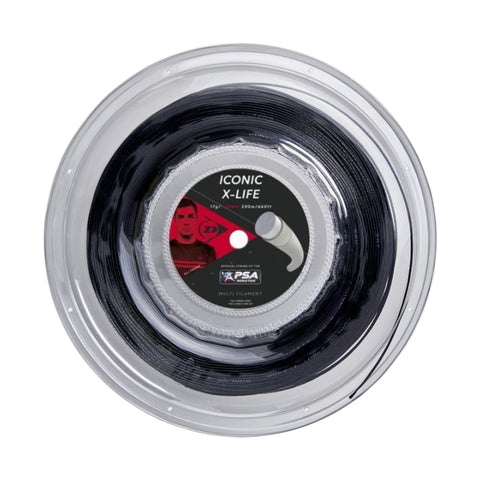 Dunlop ICONIC X-LIFE 200m Reel Squash String Black